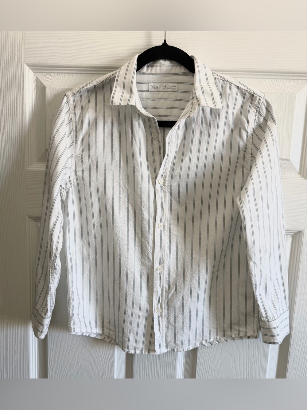 Zara Kids White  Shirt with Thin Blue Pinstripes